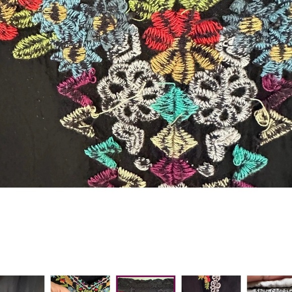 Johnny Was Black Embroidered V-Neck Long Sleeve Tunic Blouse - Picture 6 of 9
